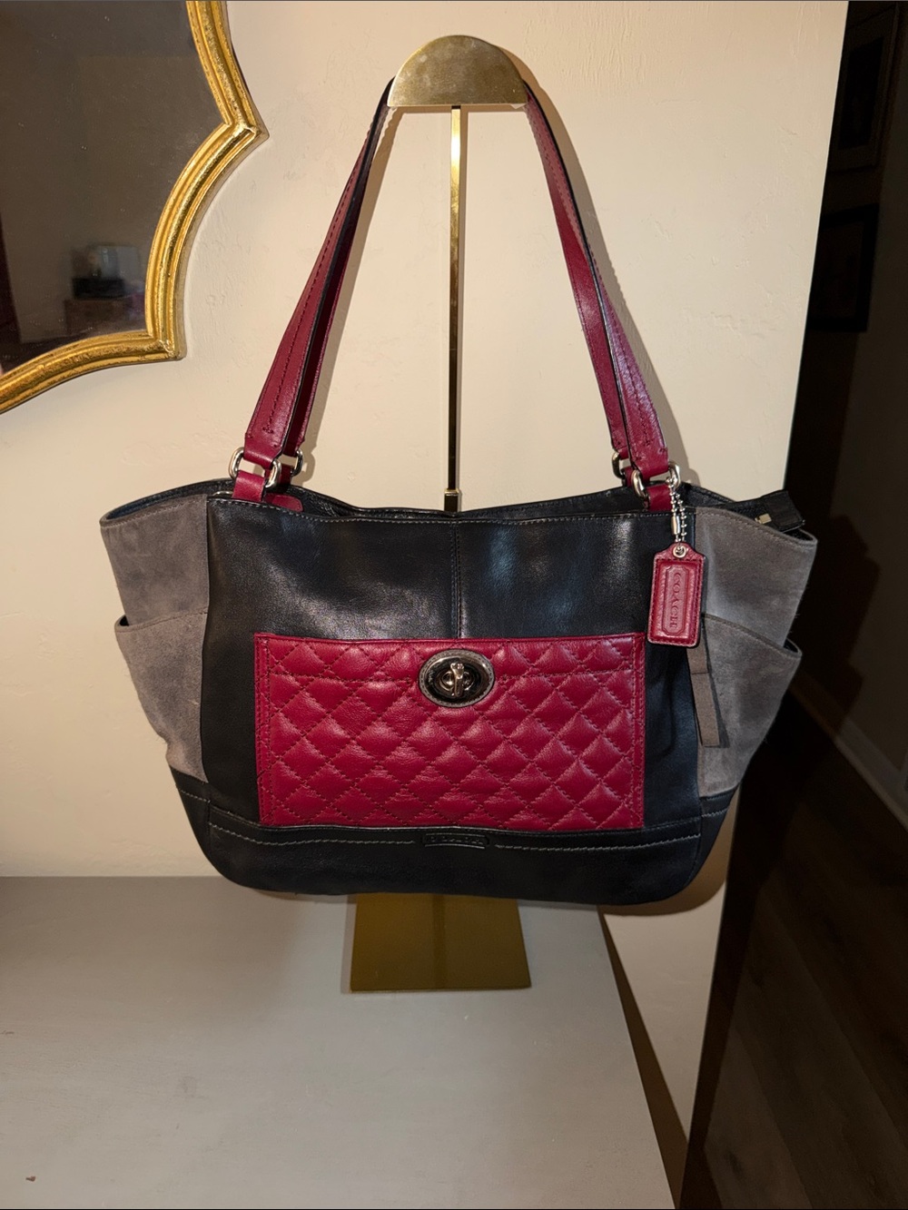 Coach Park Quilted Colorblock Carrie Tote